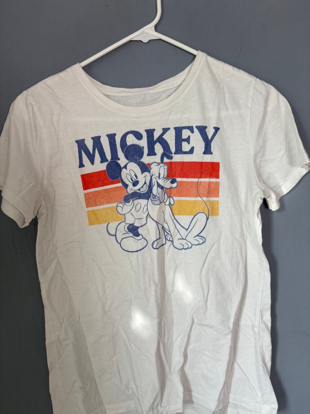 Disney Mickey Pluto Womens S Retro Rainbow Graphic T Shirt 100 Cotton